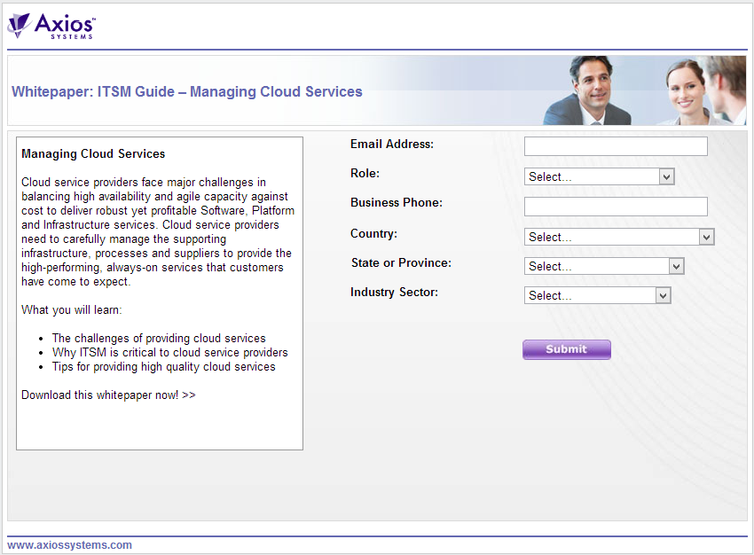 Eloqua lead nurture landing page profiling questions.