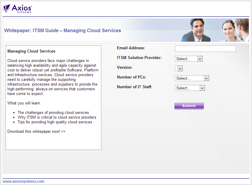 Eloqua lead nurture landing page explicit scoring questions.