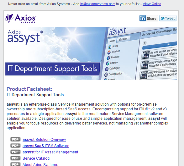 Eloqua lead nurture interest email example.
