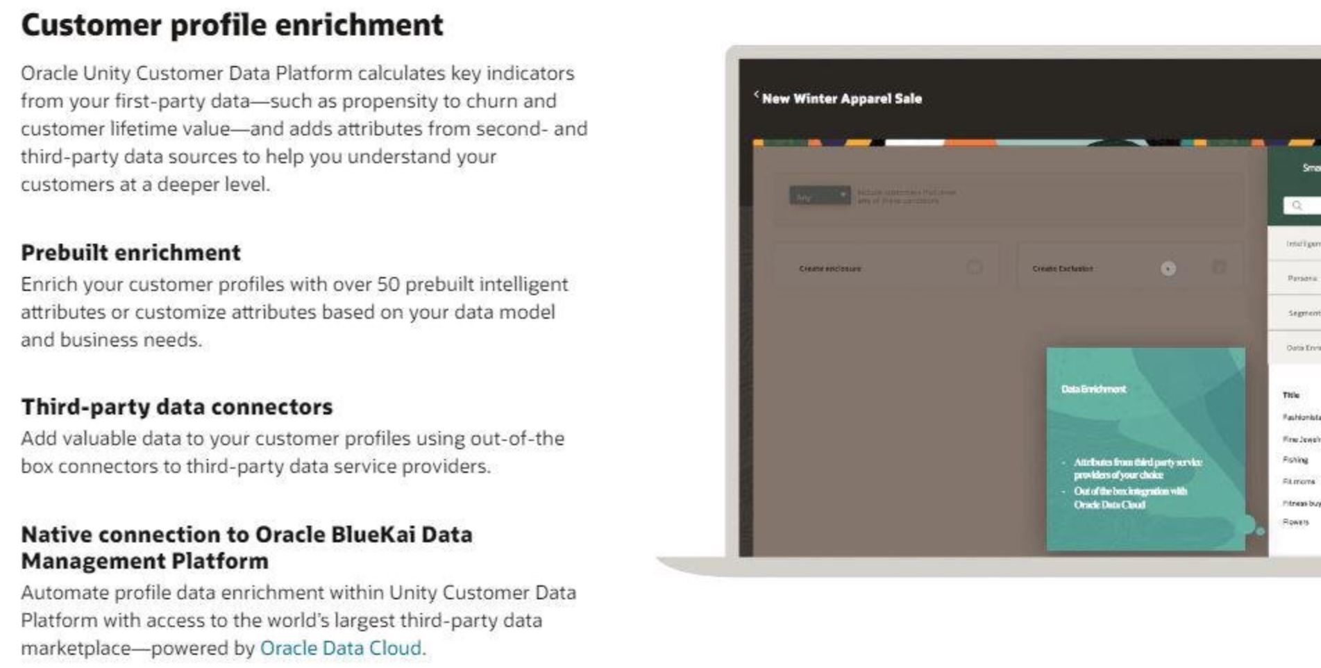 Oracle Unity customer profile enrichment feature for improving customer data quality.